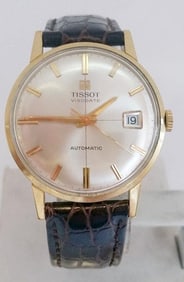 Solid 18k TISSOT VISODATATE Automatic Watch c.1960s* EXLNT* SERVICED