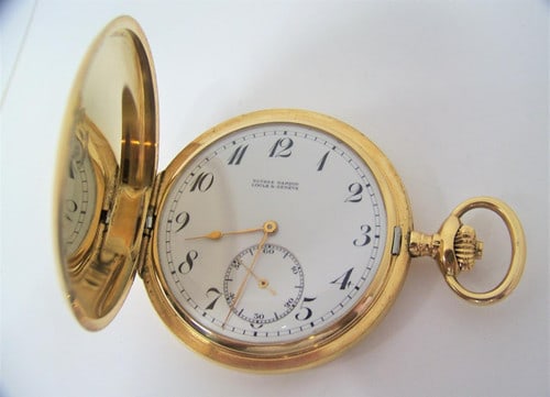 Antique Solid 18K ULYSSE NARDIN LOCKLE & GENEVE Full Hunter Case watch* EXLNT (1 of 11)