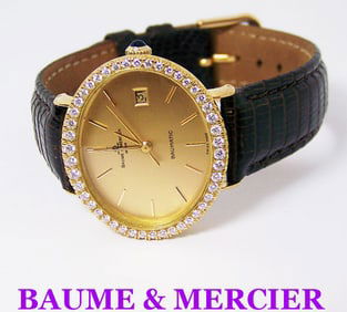 Solid & Heavy 18k BAUME & MERCIER Ladies Watch 37063 w/ 1ct Diamonds FVS1* EXLNT