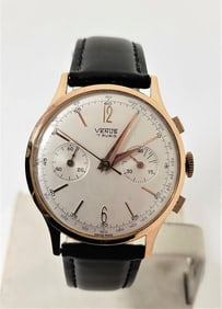 Vintage 18k Rose VENUS Winding CHRONOGRAPH Watch Landeron 149 c.1950s* EXLNT