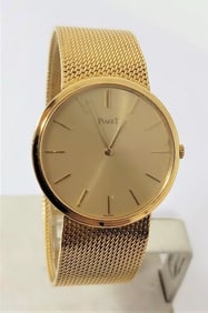 Unisex PIAGET ALTIPLANO 18k Yellow Gold Winding Watch Mesh Bracelet Ref 900319