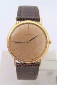 Vintage Ultra Slim 18k JUVENIA Mens Winding Watch c.1980s EXLNT SERVICED* RARE