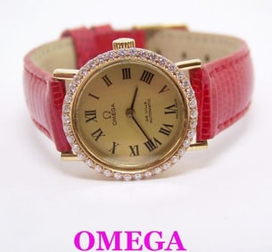 Solid 18k OMEGA De VILLE Automatic Ladies Watch w/Diamonds CAl 663* EXLNT* SERVICED