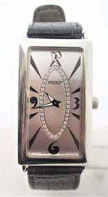 Mens Solid & Heavy Platinum Swiss REEF Watch with Diamond dial* 45 mm Long* EXLNT