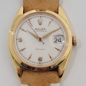 Mens Rolex Oysterdate Precision 6494 34mm Gold Capped Manual Wind 1950s NA121B