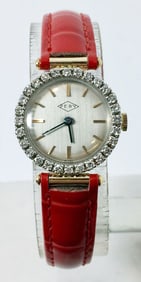 Solid 14k PERY 17J Winding Ladies Watch w/Diamonds* EXLNT* SERVICED