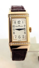 Solid 18k Rose Ladies JAEGER-LeCOULTRE Manual Wind REVERSO DUET Watch 201.2.44