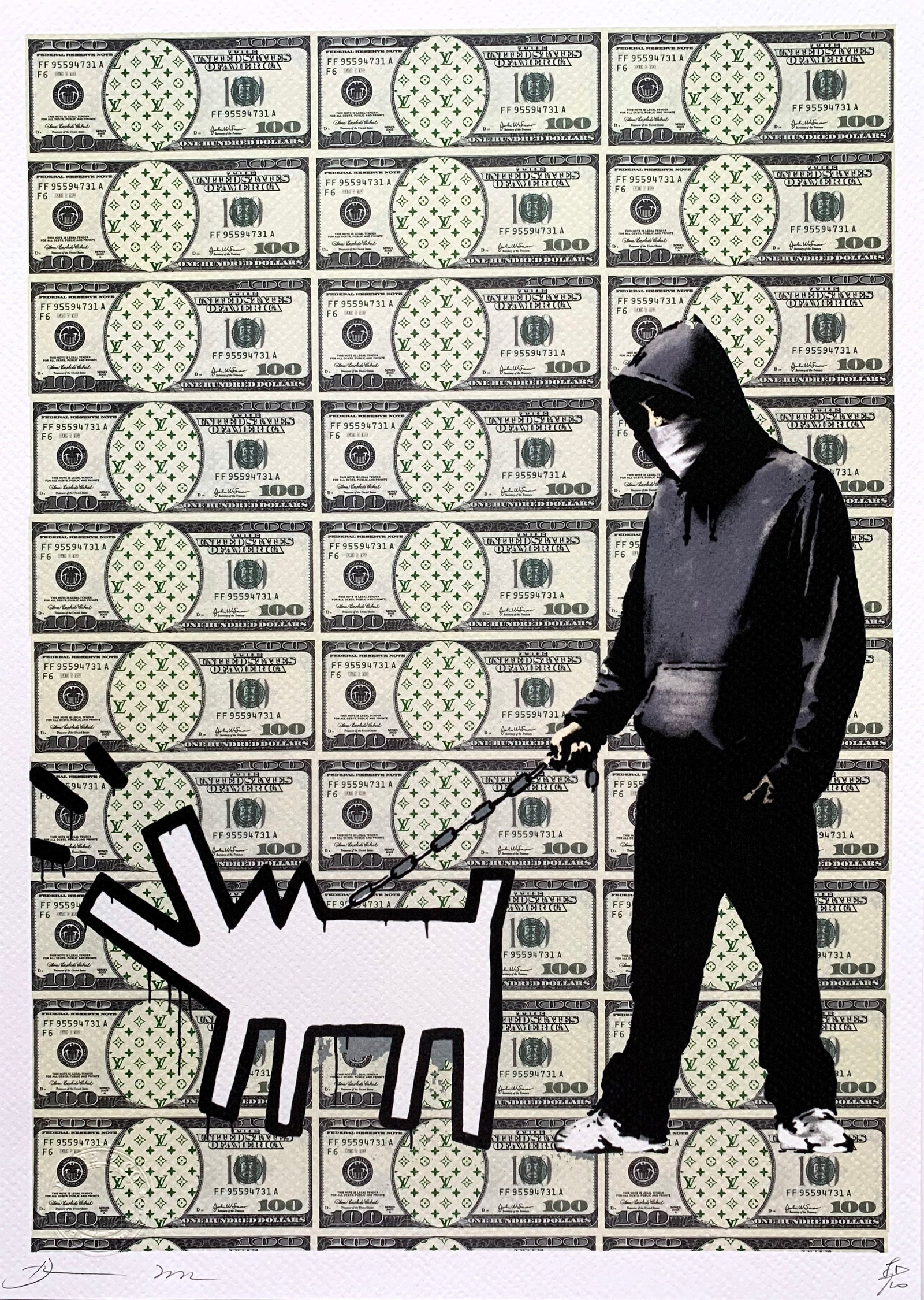 Death NYC Banksy Haring: Title: Death NYC Banksy Haring Date/Period: 21st Century Materials: Giclee on Fine art 300 gsm paper Size: 17 3/4 x 12 1/2 inches Artist: Death NYC, limited edition giclee on paper, out of eddition of