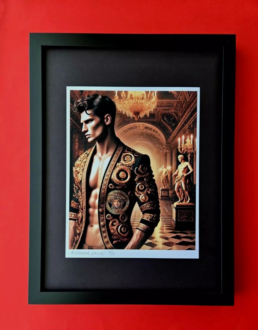 Hand-Signed Limited Edition 10 Giclée "Versace Couture" by Alexander Du Lac COA: Up for sale is this stunning and exclusive hand-signed authentic giclée by the renowned contemporary artist: ALEXANDER DU LAC "VERSACE COUTURE" – A Tribute to Luxury & High Fashion �