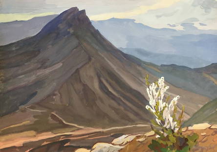 Gouache painting Mountain landscape Chernikov Vladimir Mikhailovich: №956 *** ABOUT THIS PAINTING *** * TITLE: "Mountain landscape" * ARTISTS: Chernikov Vladimir Mikhailovich * SIZE: 43x60 cm/'16.92x23.62 inches' * MEDIUM: gouache, paper * HAND PAINTED: Original