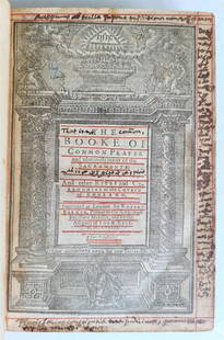 1634 BIBLE in ENGLISH antique by ROBERT BARKER rare: THE HOLY BIBLE. London: Robert Barker, 1634 Size 6.5" x 4.25" Apocrypha bound in. With a Book of Common Prayer undated (A-F8, G4) bound at front and Psalms dated 1635 (A-F8, G4) at rear. Period calf.