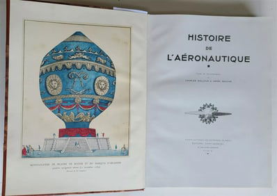 1942 HISTOIRE DE L'AERONAUTOQIE by DOLLFUS & BOUCHE ILLUSTRATED MASSIVE FOLIO