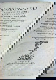 1561 LA GEOGRAFIA DI CLAUDIO TOLOMEO ALESSANDRINO by Girolamo Ruscelli ANTIQUE