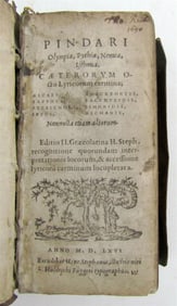 1566 PINDARI OLYMPIA vellum bound ANTIQUE Pindarus GREEK & LATIN Poetry