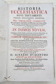 1750s VELLUM BINDING FOLIO HISTORIA ECCLESIASTICA antique by Graveson Ignatius