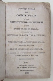 1822 CONSTITUTION OF PRESBYTERIAN CHURCH in USA antique UTICA NY AMERICANA