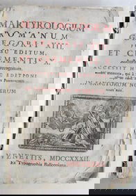 1732 ROMAN MARTIROLOGY antique VELLUM BOUND MARTIROLOGIUM ROMANUM