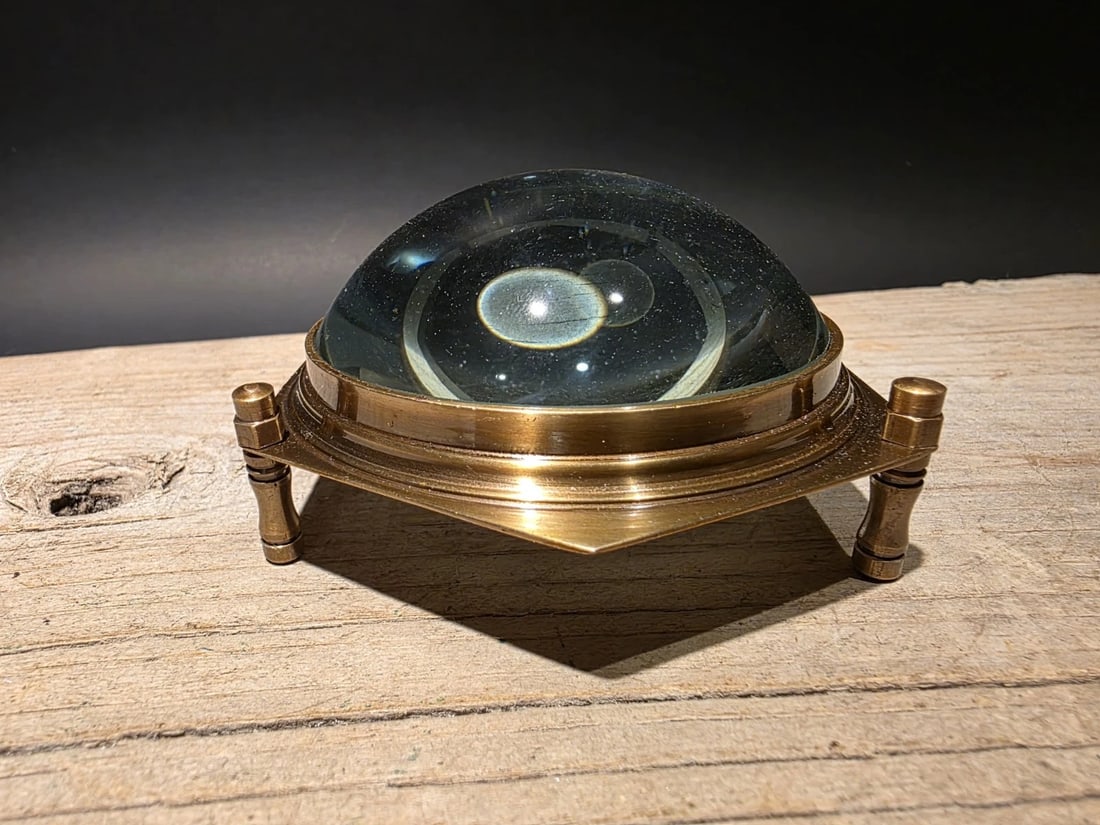 Solid Brass Heavy Glass Magnifying Desk Lens Magnifier (1 of 13)