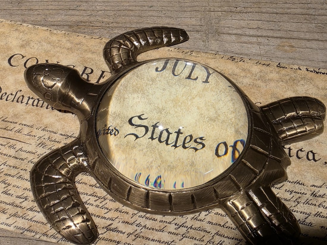 6" Brass Heavy Sea Turtle Magnifying Glass Magnifier (1 of 11)