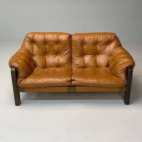 Percival Lafer Style Brazilian Leather Settee (1 of 4)