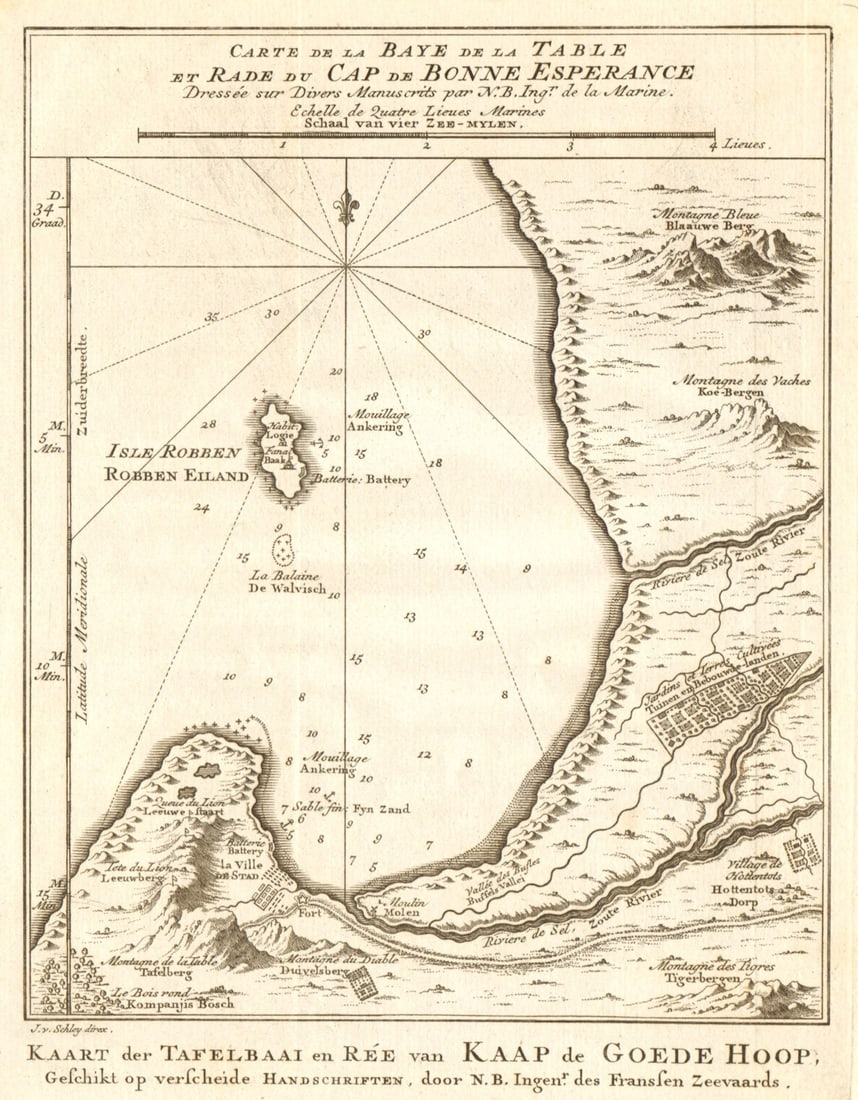 Baye de la Table &… Cap de Bonne-Espérance'. Cape Town. BELLIN/SCHLEY 1748 map (1 of 1)