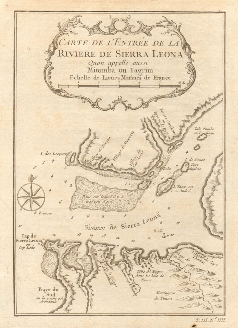 Riviere de Sierra Leona…' Tagrin Bay & Freetown, Sierra Leone. BELLIN 1747 map (1 of 1)