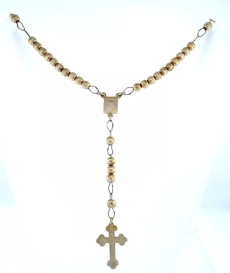 Sterling Silver Rosary Cross Pendant Necklace (1 of 7)