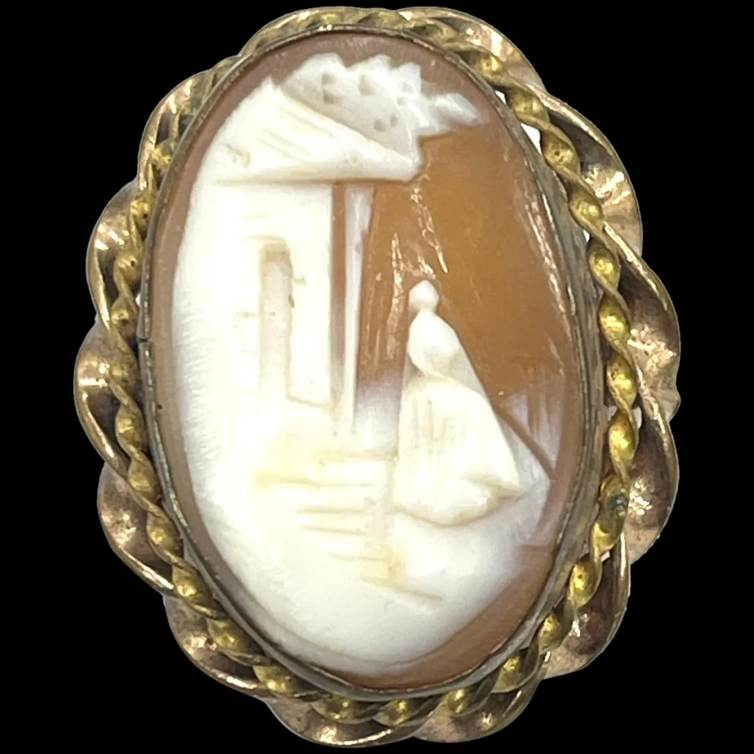Vintage Carved Shell Cameo Brooch/Pin Rebecca at the Well (1 of 9)