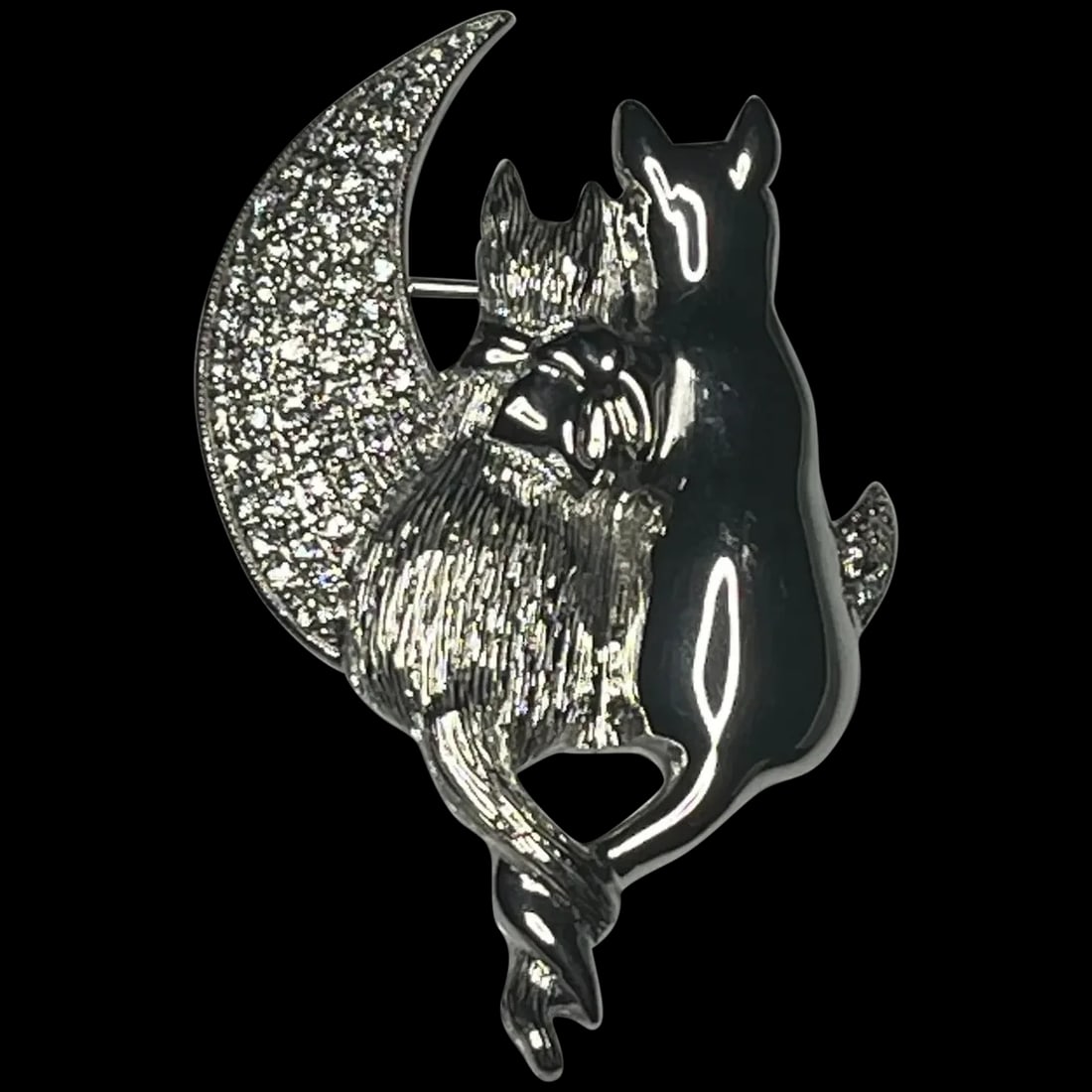 Vintage Sterling Silver Cat Lovers Moon Brooch/Pin (1 of 8)