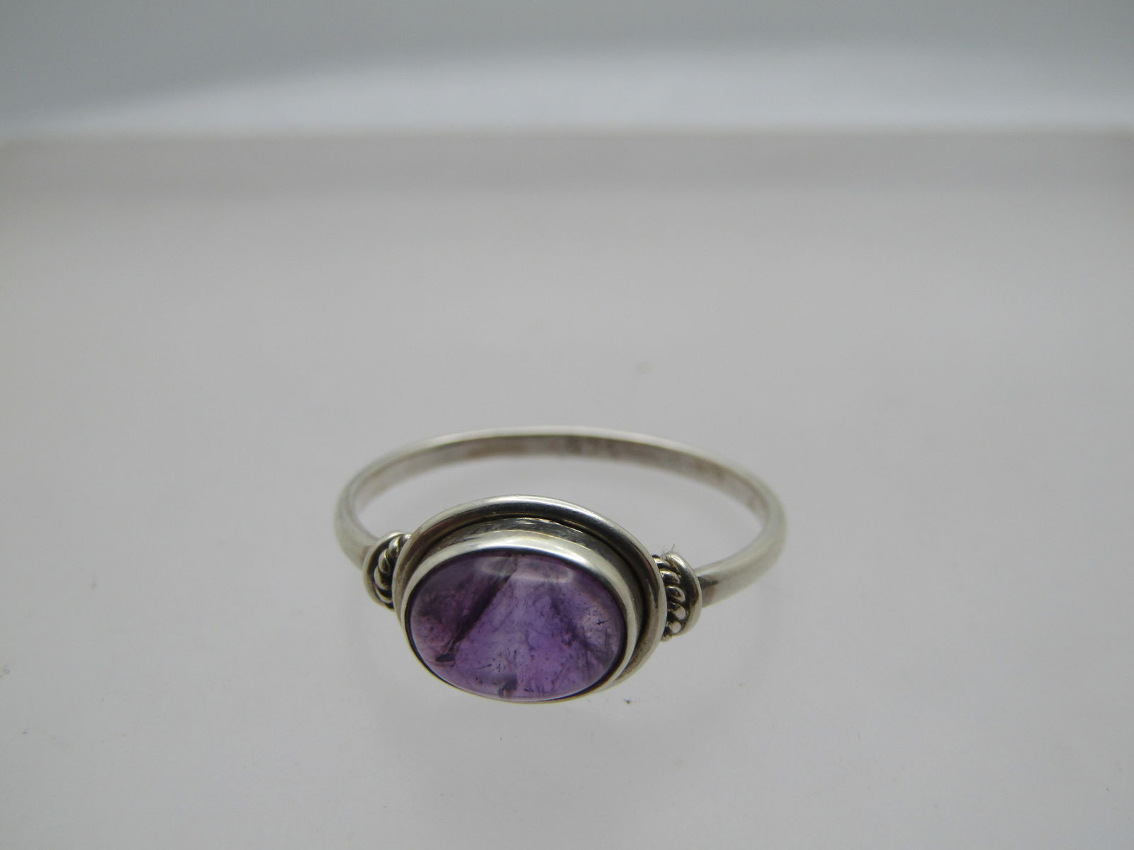 Vintage Sterling Amethyst Ring, Sz. 7.5, Bali/Boho/Southwestern Vibe (1 of 6)