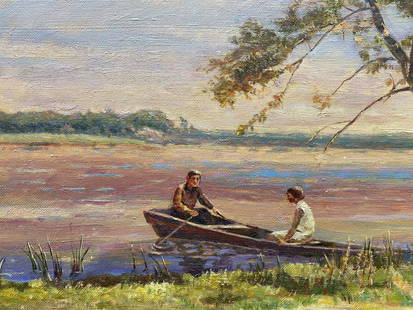 Oil painting Romantic evening Les Vladimir Stepanovich: 892AAA *** ABOUT THIS PAINTING *** * TITLE: "Romantic evening" * ARTISTS: Les Vladimir Stepanovich * SIZE: 70x59 cm/'27.55x23.22 inches' * MEDIUM: oil, canvas * HAND PAINTED: Original painting from ou