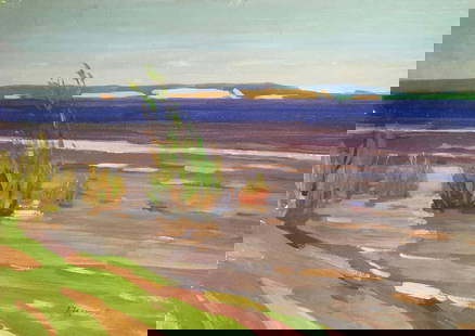 Gouache painting River landscape Chernikov Vladimir Mikhailovich: 920 *** ABOUT THIS PAINTING *** * TITLE: "River landscape" * ARTISTS: Chernikov Vladimir Mikhailovich * SIZE: 44x60 cm/'17.32x23.62 inches' * MEDIUM: gouache, paper * HAND PAINTED: Original painting f