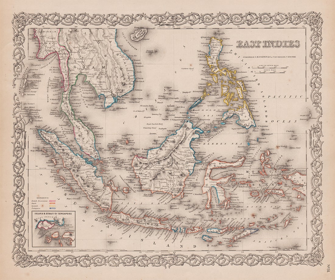 Uncommon map of the East Indies, 1855 (1 of 5)