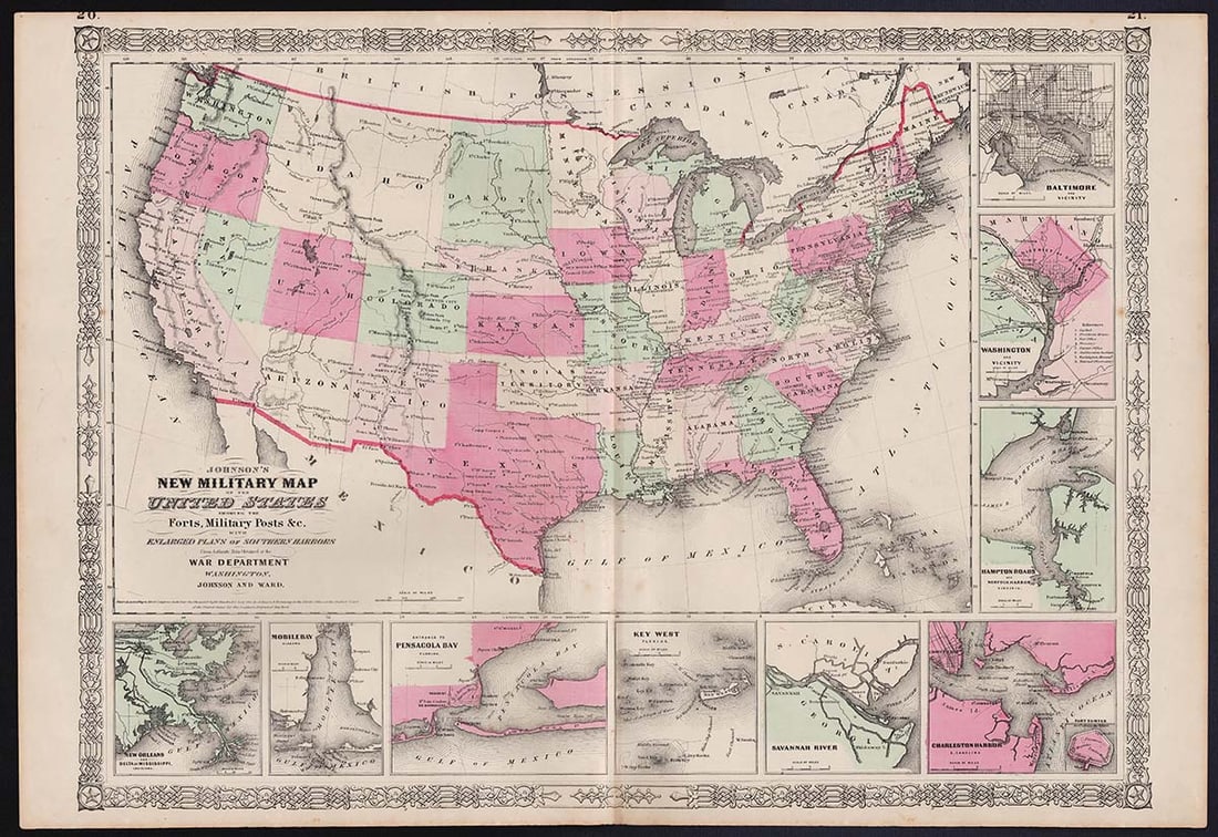 Best version Johnson’s Civil War Military Map of U. S. (1 of 5)