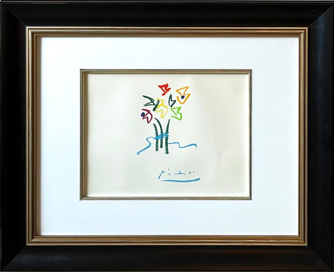 Pablo Picasso Framed Floral Lithograph 65, 1968 (1 of 1)
