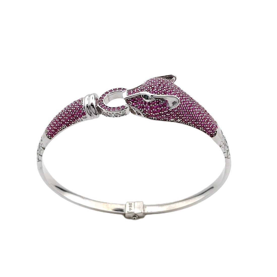 925 Sterling Silver Panther Ladies Bracelet Ornated with Pink and Green Zircons: Title: 925 Sterling Silver Panther Ladies Bracelet Ornated with Pink and Green Zircons Description: 925 Sterling Silver Panther Ladies Bracelet Ornated with Pink and Green Zircons -Condition:New Weigh