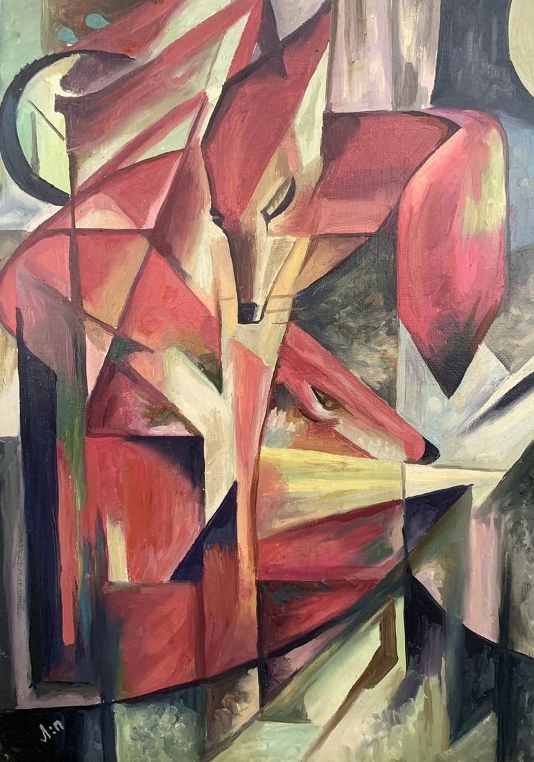 Abstract oil painting Two foxes V. Konotopsky (1 of 9)