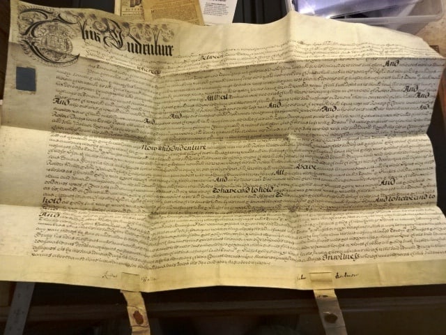 1698 Fine English Vellum Indenture Compass Maker (1 of 4)