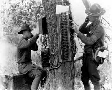 LINEMEN DURING MILITARY MANEUVERS: Title: LINEMEN DURING MILITARY MANEUVERS Artist/Source: U.S. MILITARY Original Date: UNKNOWN Dimensions: 8X10 Description: || UNITED STATES SHIPPING ONLY! || This lot is a Dye Based Photolithograph an