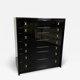 Hollywood Regency Ebony Dresser or Chest, Paul Frankl / John Stuart, Refinished (1 of 11)