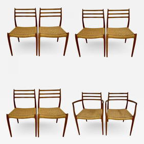 Set of 8 Mid-Century Modern Dining Chairs, Danish, Niels Moller, 1950s (1 of 12)