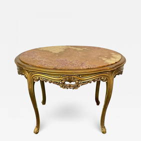 Louis XV Style French Center, End Table, Giltwood, Marble Top, Accent Table (1 of 12)
