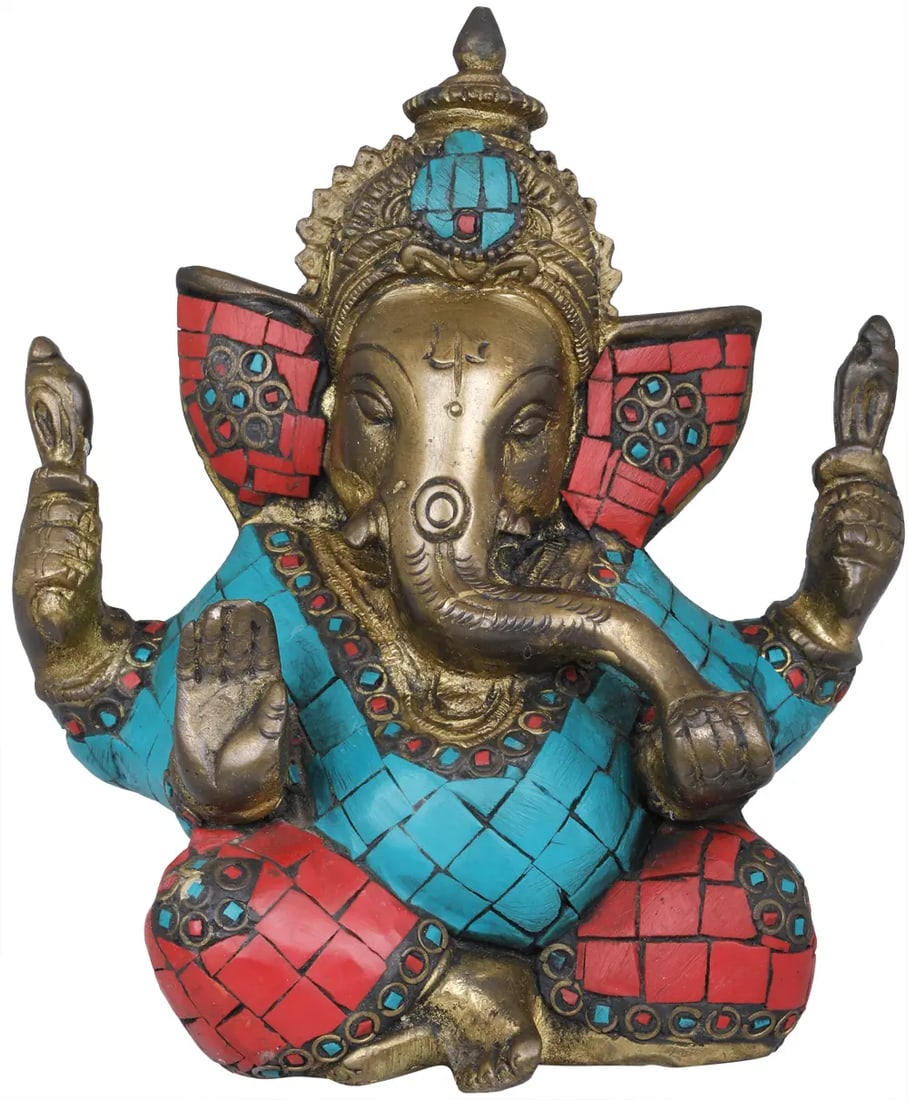 4" Blessing Ganesha In Brass | Handmade | Made In India (1 of 3)