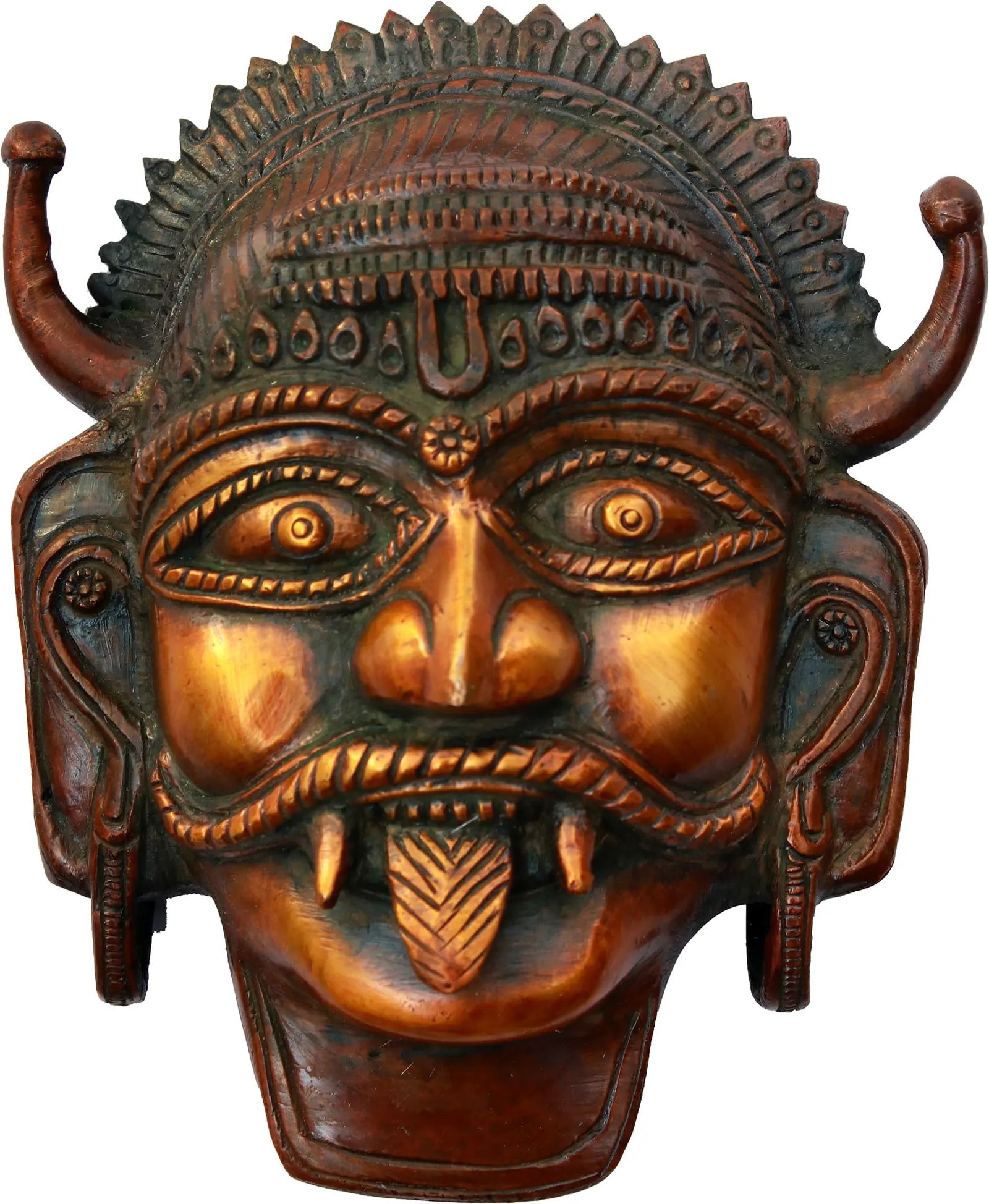 5" Bhairava Wall Hanging Mask in Brass | Handmade | Made In India (1 of 1)