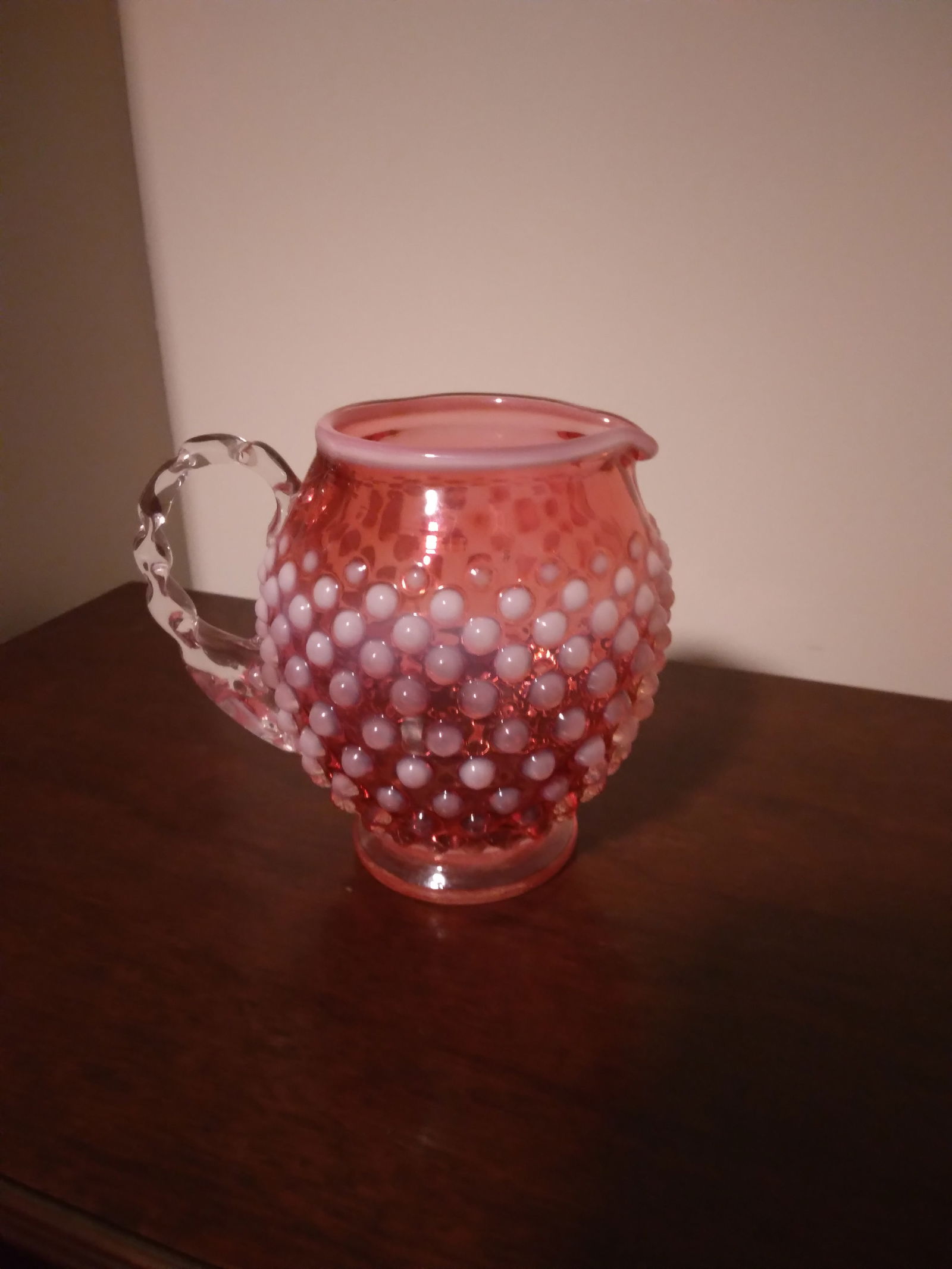 Fenton cranberry opalescent pitcher (1 of 3)