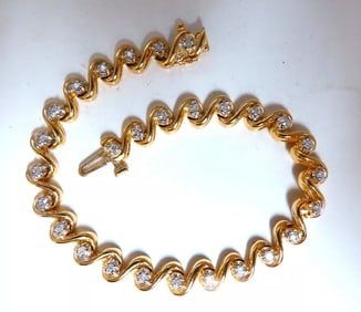 .82ct Natural Round Diamonds Slant Link Bracelet 14kt