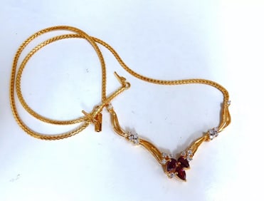 1.90ct Natural Ruby Diamonds Lariat Necklace 14kt