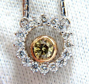 1.02 Carat Fancy Color Natural Yellow Brown Diamond Circle Eternity Necklace+