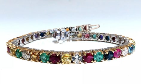 13.45Ct Natural Gem-Line Spinel Emerald Sapphire Ruby Amethyst Diamond Bracelet