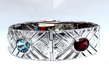 24.30ct Natural Gem Line Vintage Graver Etch Cuff Bracelet 18kt